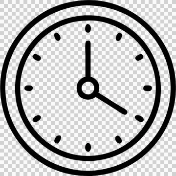 Wall clock in outline icon style, homes and Residences theme. Stock Illustration