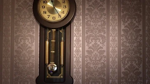 Wall clock with pendulum Stock Footage 71361269
