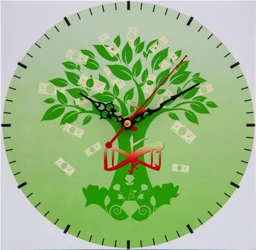 Wall clock pink on a light background Stock-Fotos