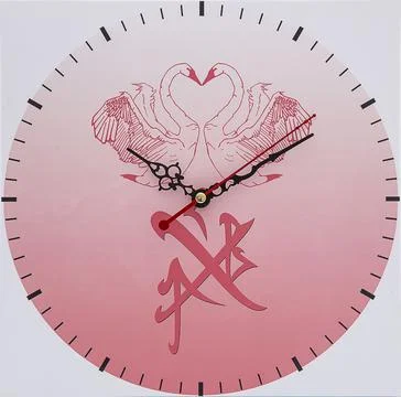 Wall clock pink on a light background Stock-Fotos
