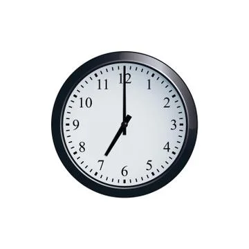 Wall clock set at 7 o'clock Stock Illustration