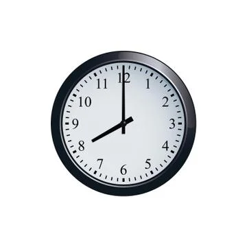 Wall clock set at 8 o'clock Stock Illustration