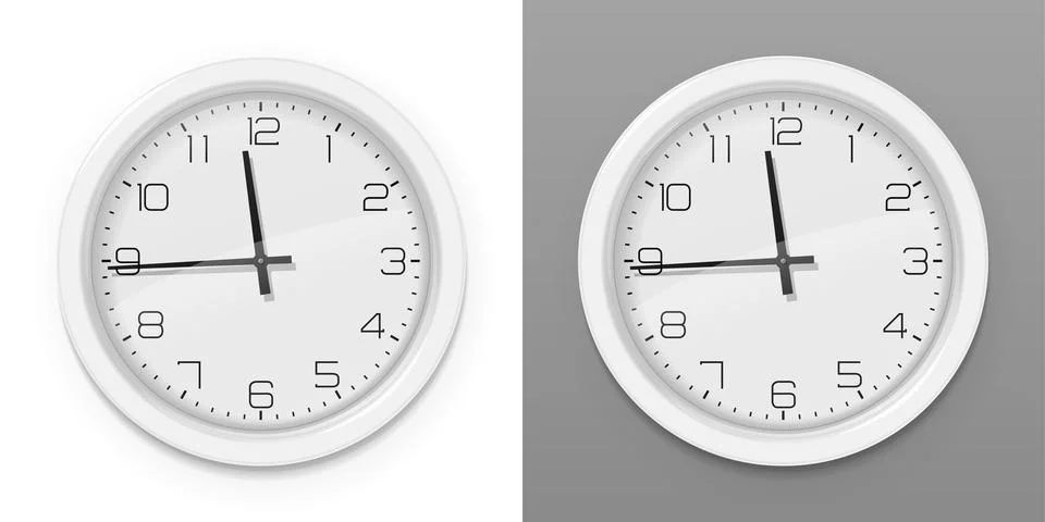 Wall clock show time. Vector illustration. Stock Illustration