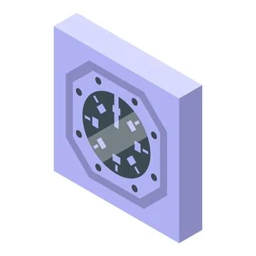 Wall clock is showing five o'clock modern design isometric icon Stock Illustration