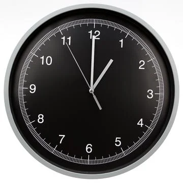 Wall clock showing one o'clock isolated on white background Stock Photos