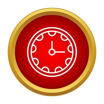 Wall clock showing time on red button icon Stock Illustration