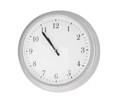 Wall clock showing time on a white background, concept of deadline, punctua.. Stock Photos