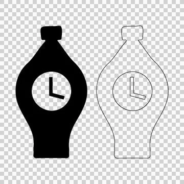 Wall clock silhouette icon vector, watch line art Stock Illustration