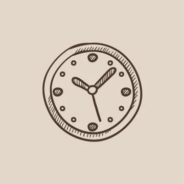 Wall clock sketch icon Stockillustratie