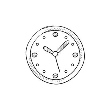 Wall clock sketch icon 库存插图
