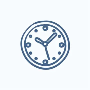 Wall clock sketch icon Stockillustratie