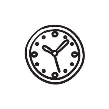 Wall clock sketch icon Stock Illustration