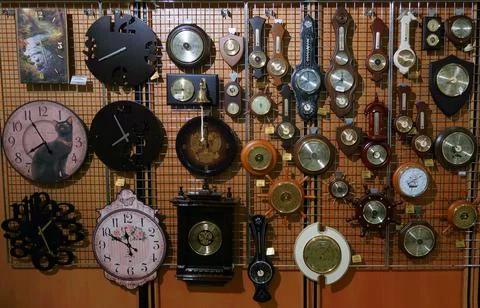 Wall clock in a specialized store Stock Photos
