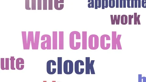 Wall Clock Tag Cloud Animated On White Background Stock Footage 107204604