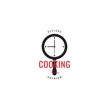 Wall clock time to cooking logo design Stock Illustration