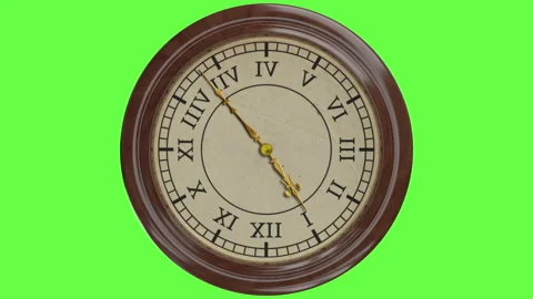 Wall clock Time Lapse 12 hours 60fps 4k Vintage Transparent BG Stock Footage 166897886