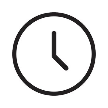 Wall clock time, linear outline stroke style icon isolated on white background Stock Illustration