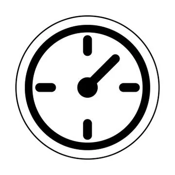 Wall clock timer symbol isolated in black and white Stock Illustration