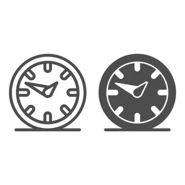 Wall clock with two hands line and solid icon, room decor concept, clock sign on Stock Illustration