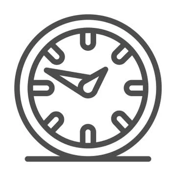 Wall clock with two hands line icon, room decor concept, clock sign on white Stock Illustration