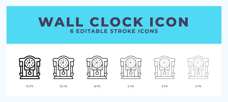 Wall clock vector icon for web and app. Editable stroke vector illustration Stock Illustration