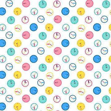 Wall clock vector seamless pattern Stock Illustration