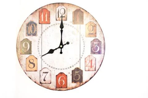 Wall clock ventage isolated on white Stock Photos