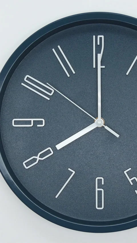 Wall Clock On A White Background Of Time Of 8.00 Am Or Pm. White Arrows With Sec Stock Footage 266742446
