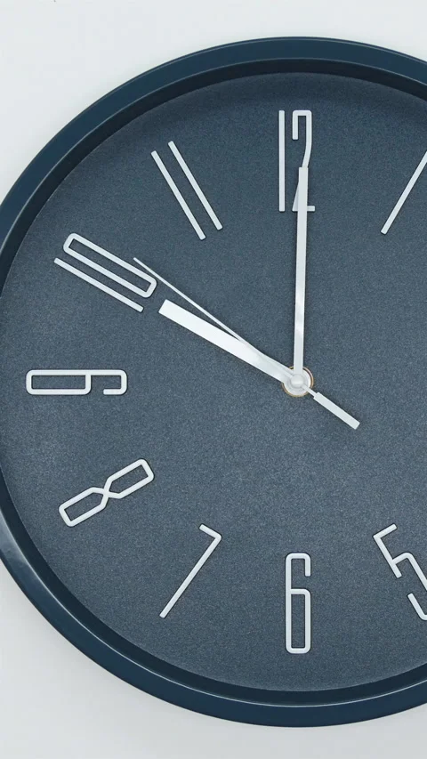 Wall Clock On A White Background Of Time Of 10.00 Am Or Pm. White Arrows With Se Stock Footage 266742629