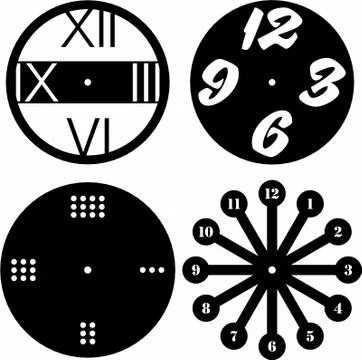 Wall clock wooden Decorative vector panel for cnc cutting Stock Illustration