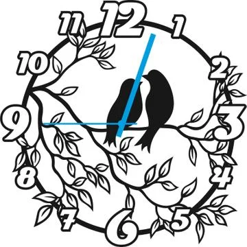 Wall clock wooden Decorative vector panel for cnc cutting. for interior design Stock Illustration