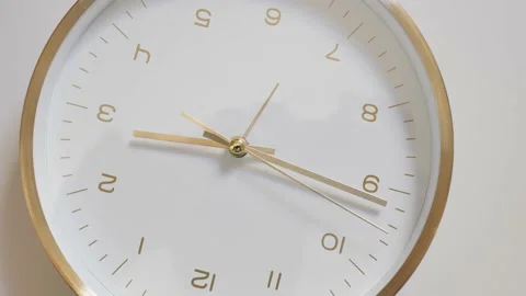 Wall clocks show the working time. Time lapse on a modern wall clock. Close to Stock Footage 224759448