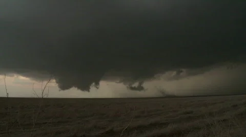 Wall Cloud and developing tornado severe storm Stock Footage 457424
