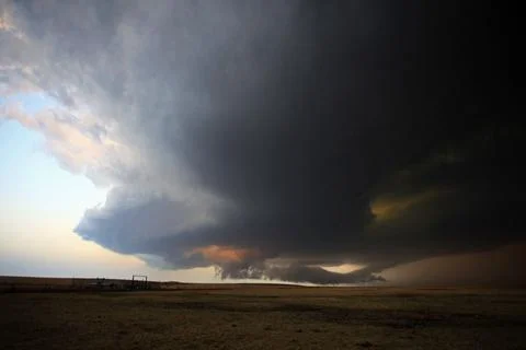 Wall Cloud Forms Beneath Tornadic Supercell in Oklahoma - TIFF Stock Photos