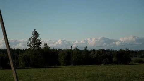 A wall of clouds over the forest, dense, dense clouds Stock Footage 208342639