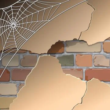 Wall with cobwebs Stock Illustration