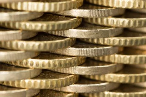 Wall of coins, a pattern Stock Photos