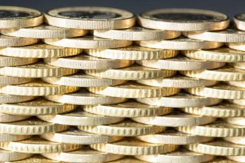 Wall of coins, a pattern Stock Photos