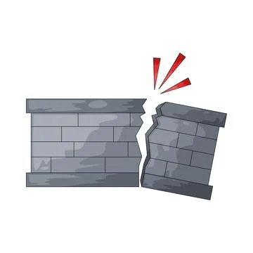 Wall collapse illustration Stock Illustration