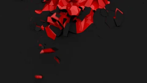 The wall collapses and debris falls down. Alpha channel Stock Footage 264139036