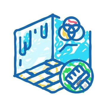Wall color selection interior designer icon doodle illustration Stockillustratie