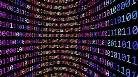 Wall of colorful binary data 库存插图