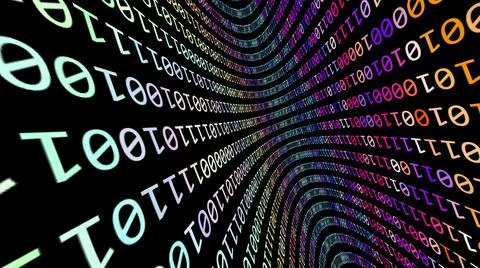 Wall of colorful binary data Stockillustratie