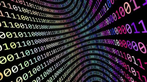 Wall of colorful binary data Stock Illustration