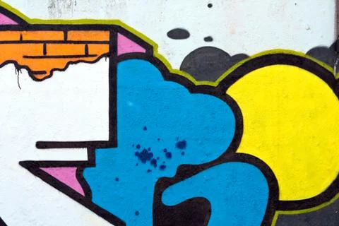 Wall with colorful graffiti Stock Illustration