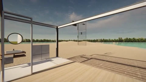 Wall construction of mobile house step c illustration Stock Footage 181583493
