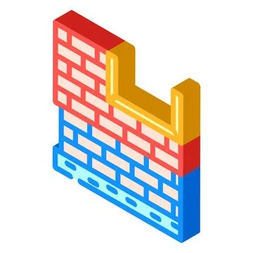 Wall construction showing foundation and insulation layers Stock Illustration