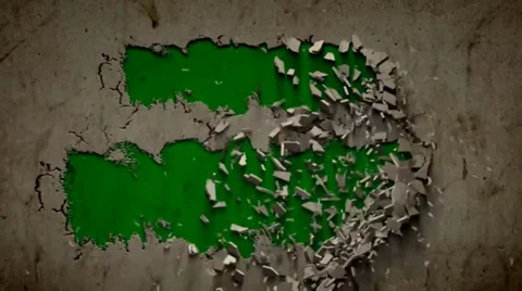 Wall Crack Collapse Intro effect with green screen 動画素材 36219182
