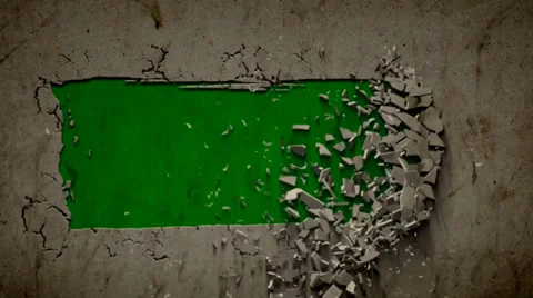 Wall Crack Collapse Intro effect with green screen Stock Footage 36219372