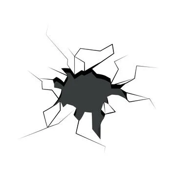 Wall with cracked hole Stock Illustration